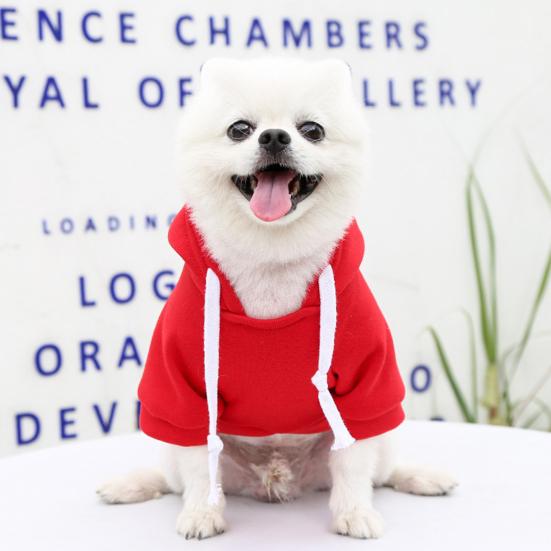 Yousheng Dog Hoodie Solid Color Back Pocket Polyester Outdoor Drawstring Comfortable Dog Coat for Small Medium Dogs