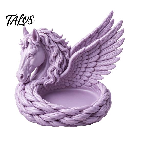 Entryway Catchall Tray 3D Printed Pegasus Jewelry Organizer Bowl, Winged Horse Trinket Tray, Elegant Small Item Storage Bowl Sculpture Desktop