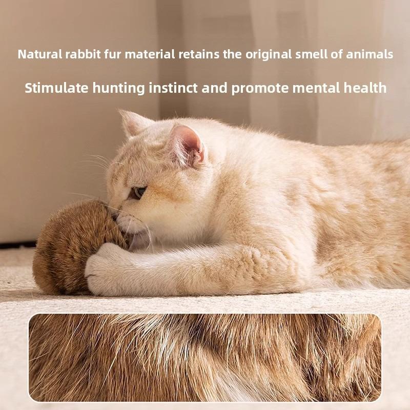 Cat Toy Rabbit Fur Ball Rabbit Fur Cat Toy Bat with Pleasant Scent Enrichment for Pets, Allowing Cats To Sniff Quietly.