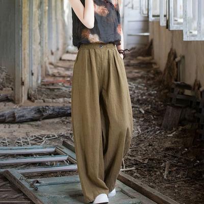 2025 New Loose High-waisted Casual Pants Cotton and Linen Retro Trailing Pants Wide-legged Pants