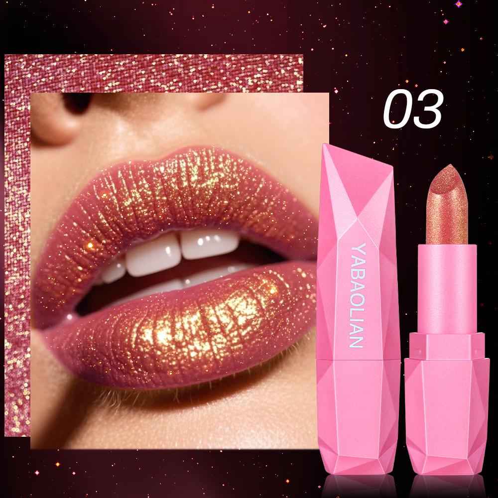 Lipstick Waterproof Long Lasting Moisturizing Golden Shining Non-stick Cup Pearlescent Diamond Lip Tint Red Sexy Lips Makeup