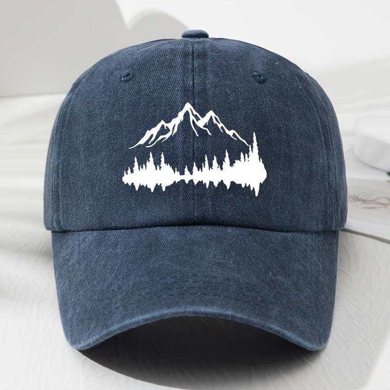 Retro Mountain Print Soft Top Baseball Cap Unisex Fashion Outdoor Sports Fishing Cap