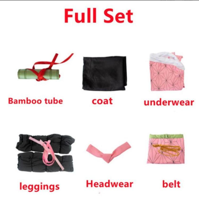 Anime Demon Slayer Kimetsu No Yaiba Nezuko Kamado Cosplay Kostyme Kimono Uniform Halloween Karnevalsfest Klær