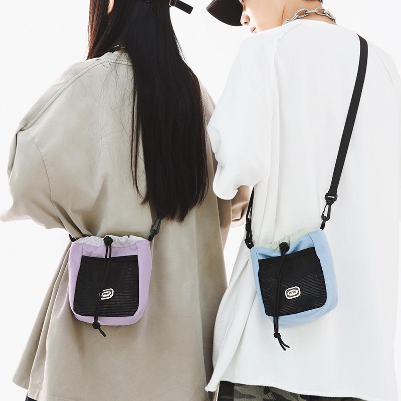 Summer canvas bucket small bag women's and women's travel backpack leisure sports messenger bag mobile phone bag