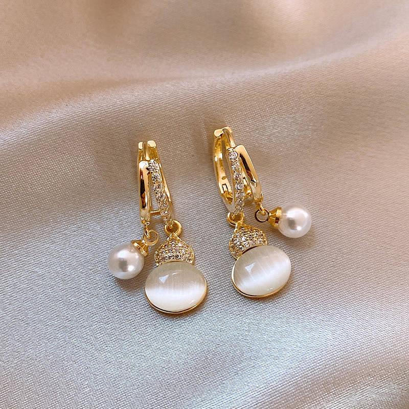 Silver Needle New Chinese Simple Diamond-encrusted Lucky Bag Fringed Earrings, Earrings, Exquisite Versatile Earrings