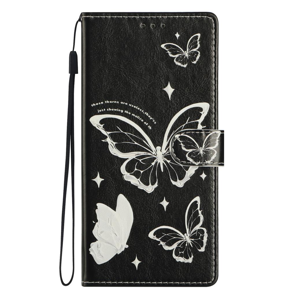 Elegante Handyhülle aus PU-Leder im Brieftaschenstil mit Schmetterlingsdesign für iPhone, Samsung, Xiaomi Redmi, Moto, Blackview, Oppo, Huawei, Honor, Google, ZTE, Ulefone, TCL