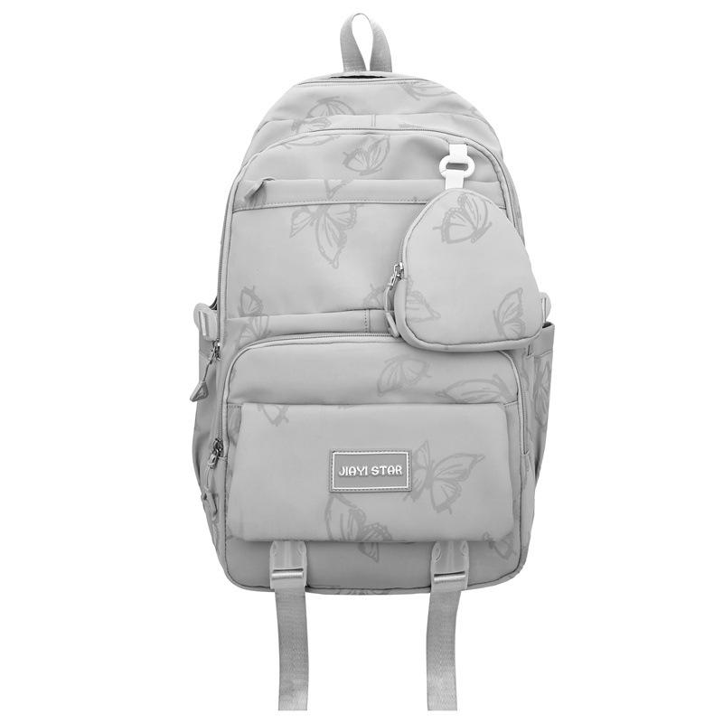 Butterfly Print Backpack Student Schoolbag Women's Large Capacity Travel Lightweight Backpack with Coin Purse