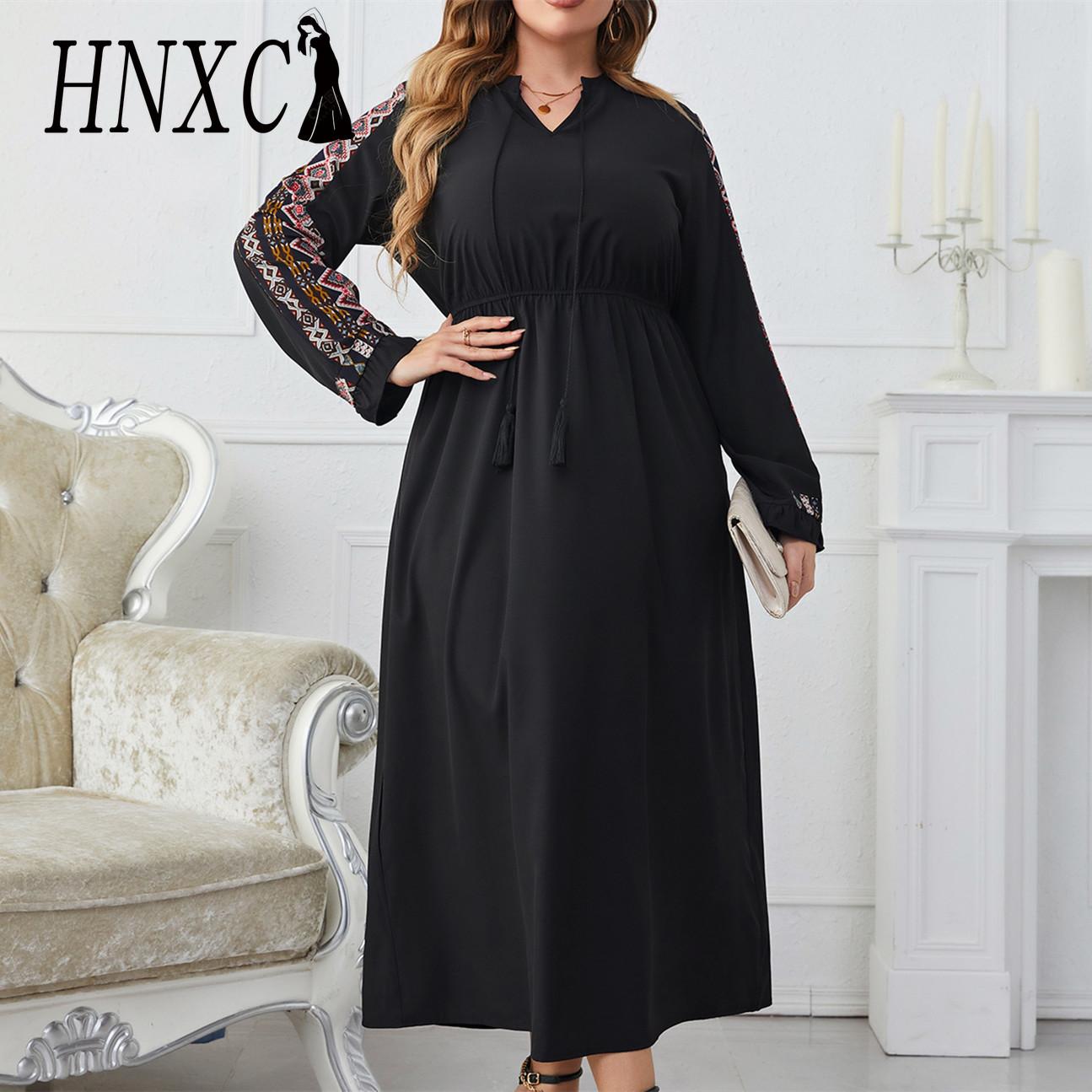 

HNXC женские модные осенне-зимние однотонные повседневные платья с длинным рукавом и v-образным вырезом и высокой талией