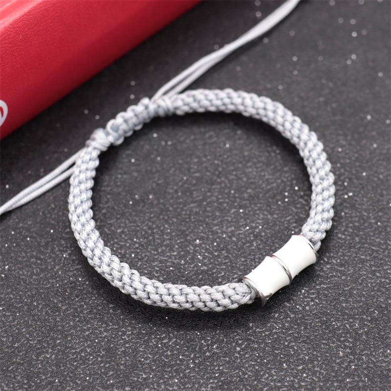 Handmade Braided Corn Knot Bracelet with Beaded Peace Buckle - Unisex Red Rope Design for Couples