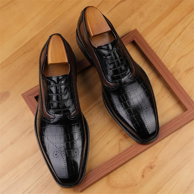 Leather shoes men's British business casual men's leather shoes retro lace-up trend versatile men's wedding shoes