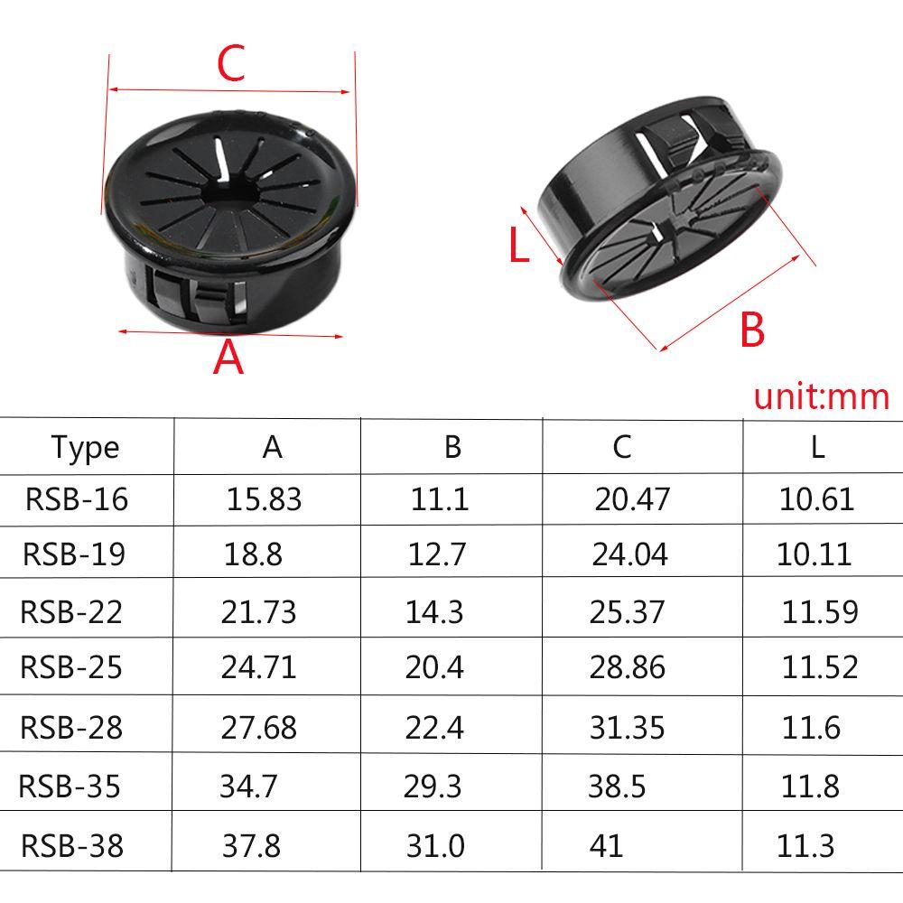 10Pcs Wire Hole Cover Desk Table Cable Grommet Black Nylon Plastic Petal Shape Computer Dust Plug 16/19//22/25/28/35/38mm