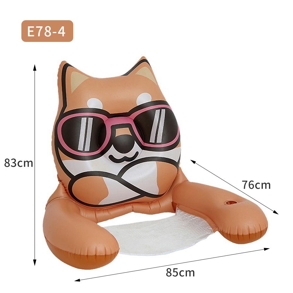 Summer Beach Inflatable Floats, Funny Animal Shaped Pool Lounger with Cup Holder