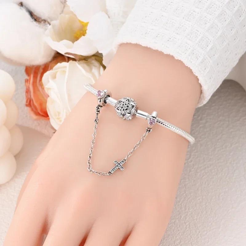 Copper Cross Charms Religion Heart Lucky Cross Beads Fit Original Bracelet Making Pendant For Women Fine Jewelry Gift Diy