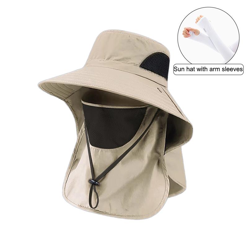 Summer Sun Hats Uv Protection Outdoor Hunting Fishing Cap For Men Women Hiking Camping Visor Bucket Hat Neck Flap Fisherman Hat