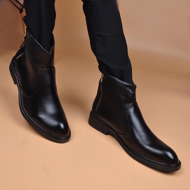 England style mens fashion chelsea boots  designer shoes cowboy original leather boot spring autumn ankle botas masculinas