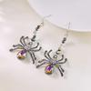 Bunte Strass-Spinnen-Hängeohrringe für Damen Leichter Luxus Glänzende Kristall-Spinnenohrringe Halloween-Party Schmuck Geschenke