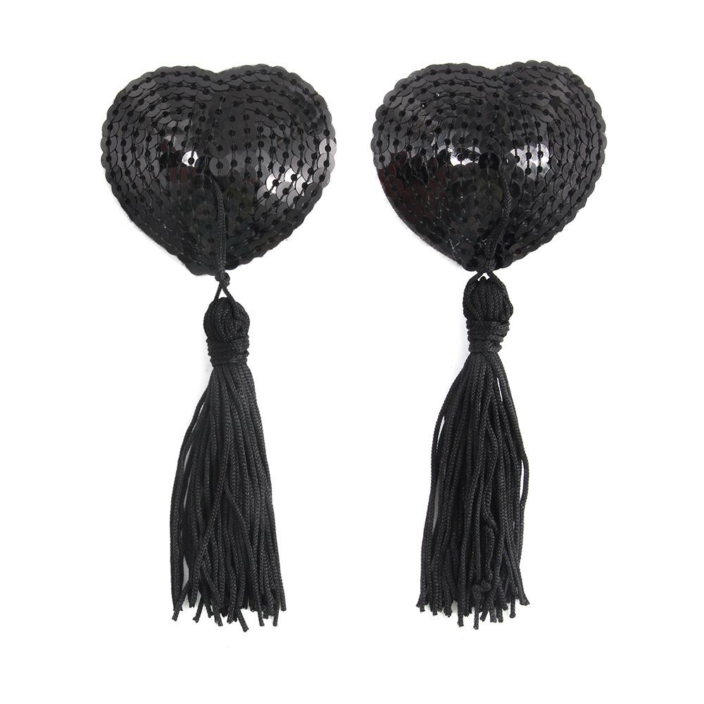 Nipple Stick the Guillotines Women's Adhesive Bra Women's Sexy Tassel Heart-Shaped Sequins Breast Pad Silicone Direct Supply