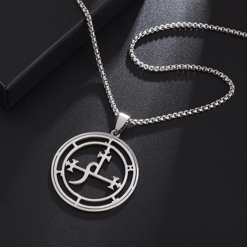 European and American Style New Men Solomon 72 Column Demon God Pattern Steel Pendant with Fashionable Temperament Titanium Steel Necklace for Women