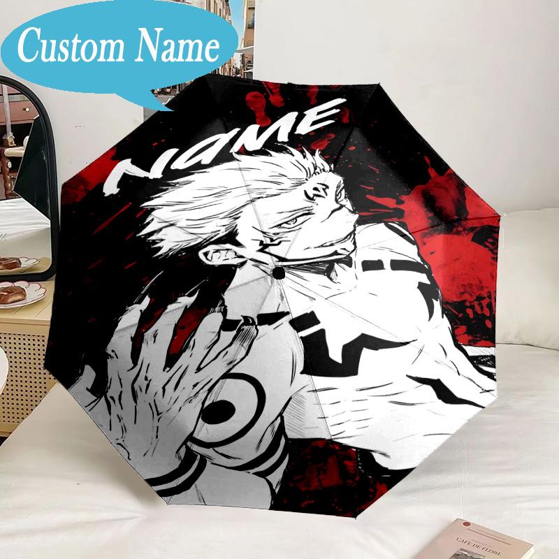 Custom Name Umbrella Powerful Anime Jujutsu Umbrella 8-Frame for Travel, Camping, Casual Lightweight Portable, Essential for Family Gifts