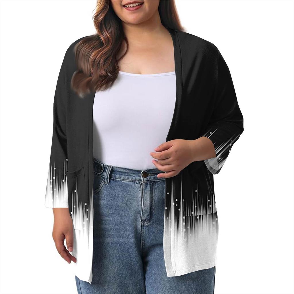 Women's Fall And Winter Fashion Casual Soild 3/4 Sleeve Mid-Length Cardigan Jacket