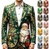 Herren Business Casual Weihnachtsprint Langarm Reversjacke Ohne Krawatte