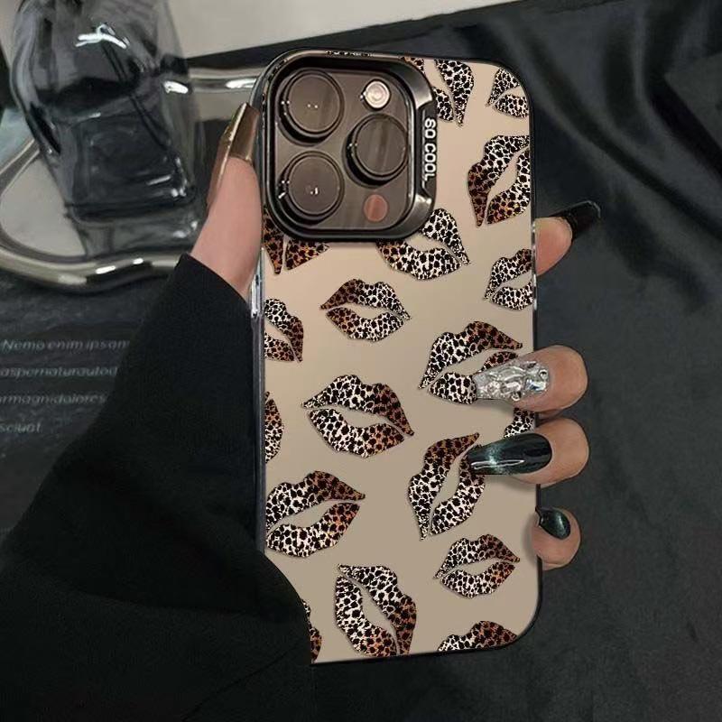 

Чехол для iPhone 13-17 Pro с леопардовым принтом и держателем для помады iPhone 12 Pro Max
