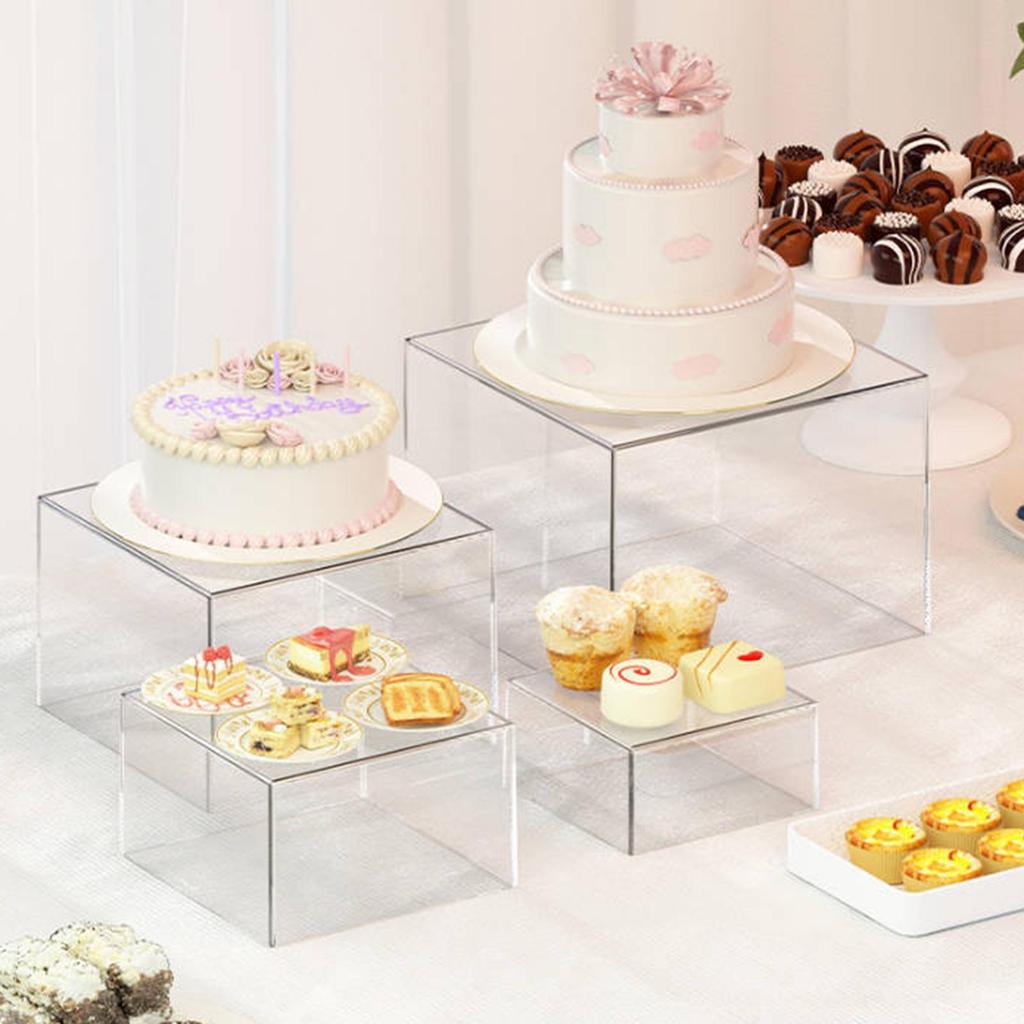Acrylic Cube Display Box Stand 5 Sided for Parties Cosmetics Cupcake