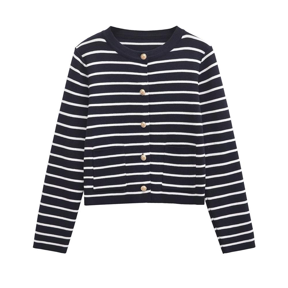

Women s Autumn/Winter 2024 Long-Sleeve Plaid Knit Cardigan Medium чёрный