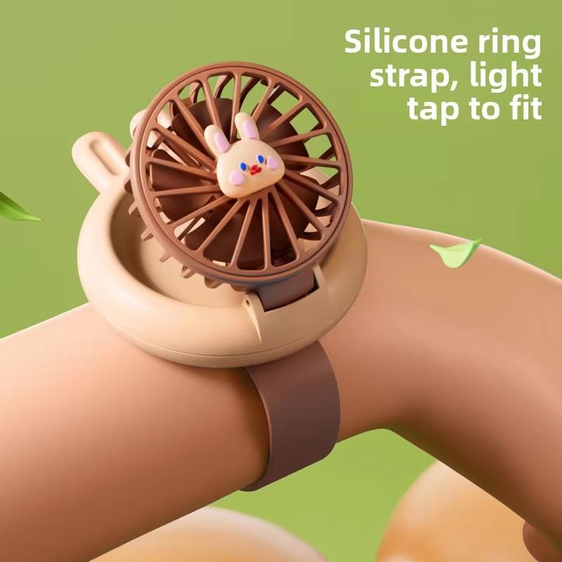 Unisex Childrens Mini Fan USB Rechargeable Safety Watch Fan 3 Modes with LED Night Light Anti Pinch Fingers for 3-12 Years Old