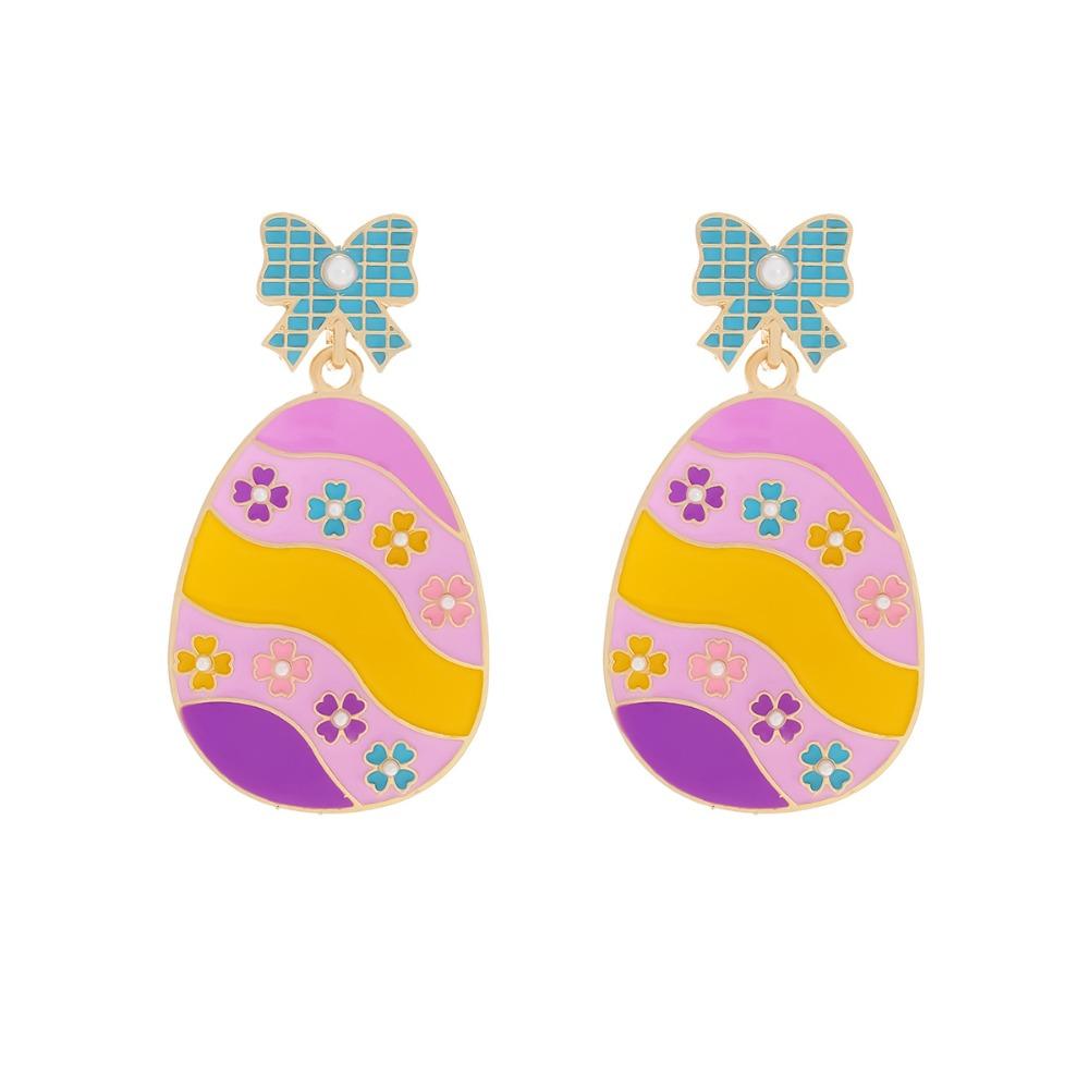 

Easter Earrings for Women Accessories Colorful Pink Purple Trendy Cute Fun Bunny Egg Bow Dangle Carrot Rabbit Earrings Gift