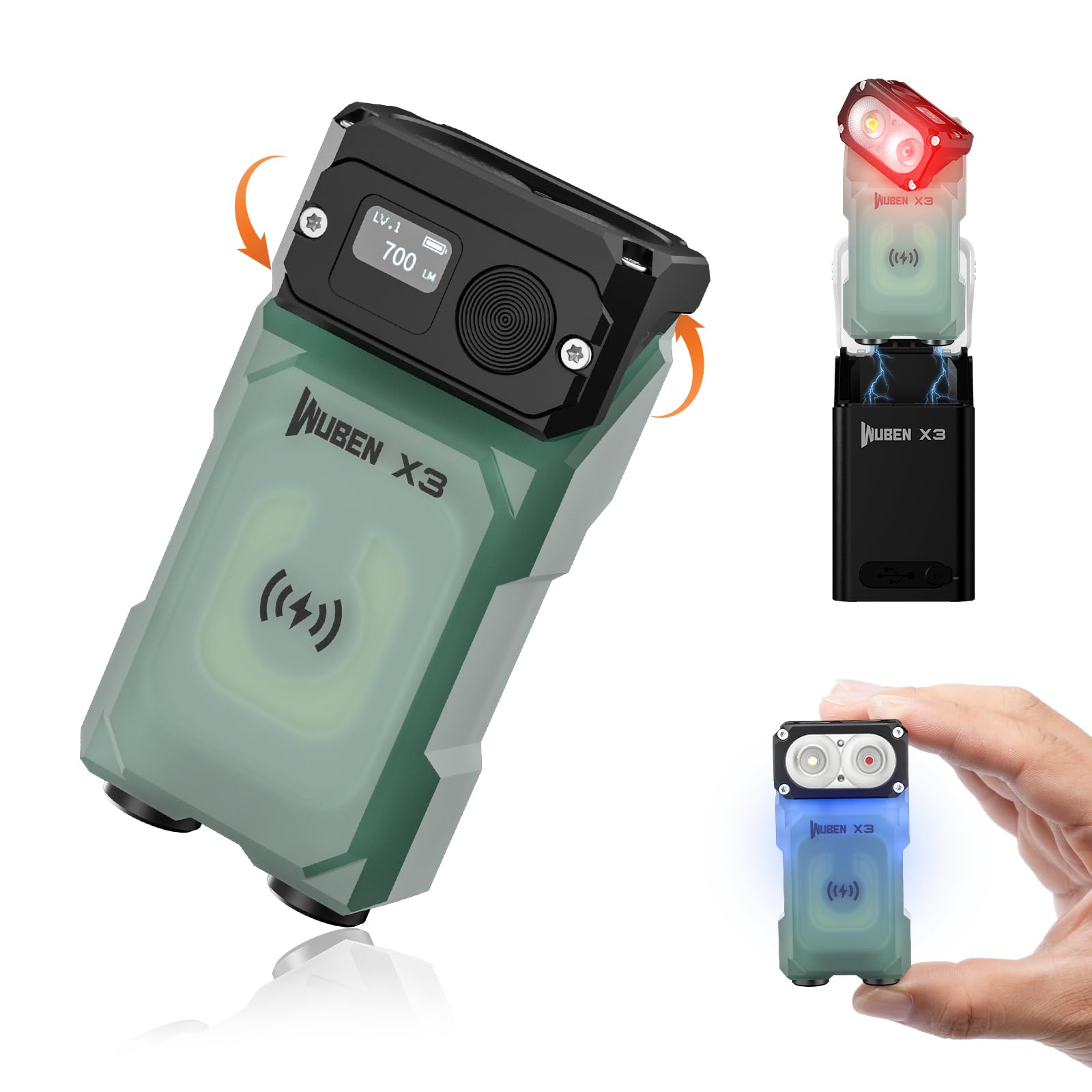 

WUBEN X3 Mini Flashlight with Rechargeable Charging Box 180 Degree EDC Keychain Flashlight Twist Ip65 Waterproof Magnet Pocket Flashlight 10 Modes