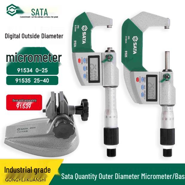 SATA Digital Micrometer 0-25mm High-Precision 91534/91535/91539 Micrometer Base 91539