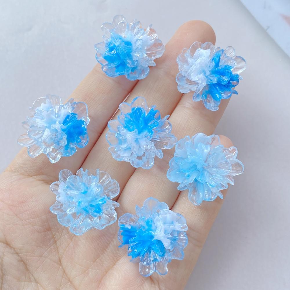 22mm Resin Colorful Gradual Candy Color Lotus Flat Back Flower Rhinestones Figurines Scrapbook Ornaments DIY Bow Clothing Crafts