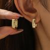 1 Pair Women Earrings, Hypoallergenic U-Shaped Hoop Earrings, Smooth Polished Surface Copper Earrings for Jewelry Gift