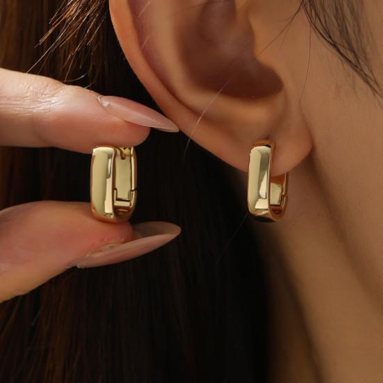 1 Pair Women Earrings, Hypoallergenic U-Shaped Hoop Earrings, Smooth Polished Surface Copper Earrings for Jewelry Gift