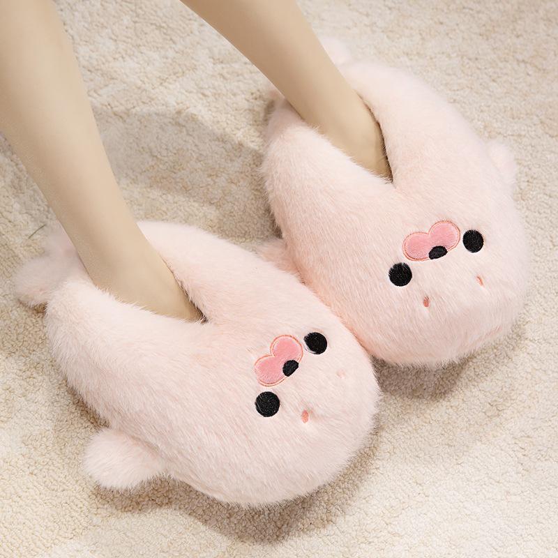 Adorable Cartoon Sea Lion Plush Slippers - Warm, Non-slip Cotton for Men and Girls