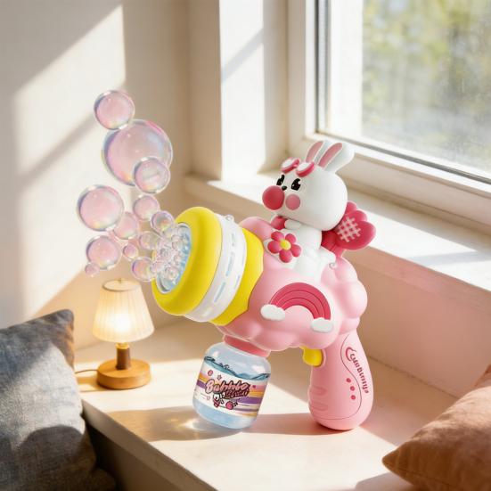 Electric Bubble Blower Rabbit Automatic Bubble Machine for Kids Colorful LED Lights Outdoor Toy for Birthday Party Fun Gift for Toddlers Girls