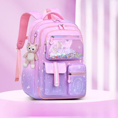 Primary Bow Knot Schoolbag With Rabbit Pendant For Girls Orthopaedics Kids Backpack Kawaii Waterproof School Bag