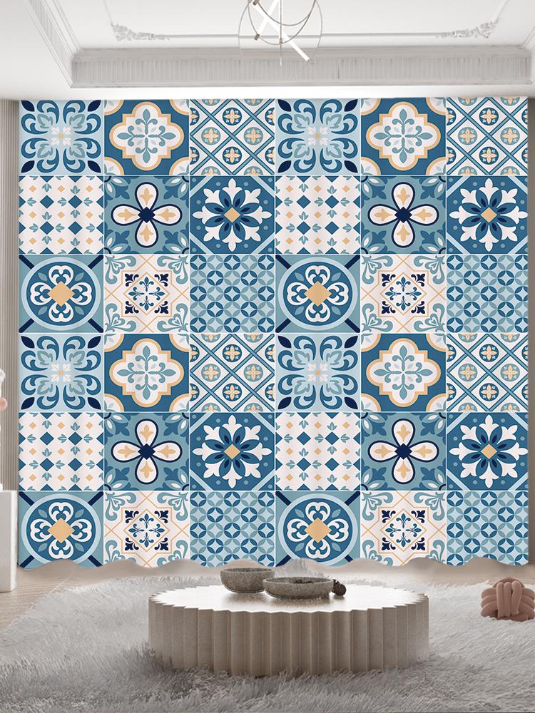 

2-панельные шторы Новые шторы в богемном этническом стиле Шторы в африканском ретро-стиле Лоскутные шторы для гостиной, спальни, оконные карнизы 2x50W100H(CM)&hook