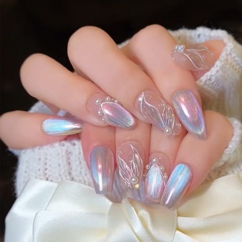 

Осенне-зимний жемчужный нейл-арт «Рыбий хвост» - Ручная работа, Трендовый и Готовый к носке Glue Type