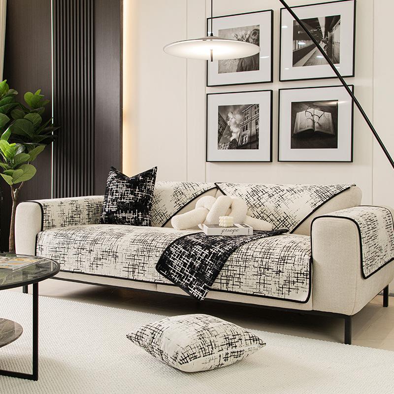 Простота жаккардового чехла на диван для гостиной — фото 4