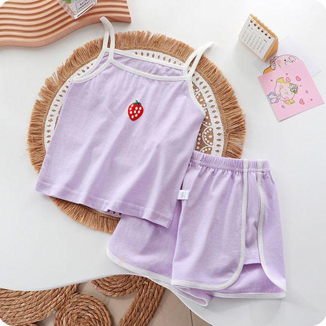 Costum cu bretele de vară pentru fete Pantaloni scurți cu mânecă scurtă Vestă subțire pentru copii Îmbrăcăminte pentru copii Comerț cu ridicata în două piese Set de pantaloni scurți cu bretele