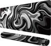 Large Gaming Mouse Pad Black And White Mouse Pad Mousepad AntiSlip Rubber Base Ink Liquid Wave Deskmat For Keyboard And Mouse