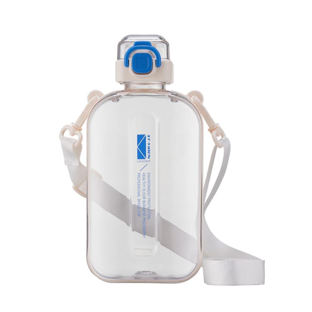 

1Pcs 750ml Transparent Sports Bottle Adjustable Strap Portable Travel Canteen Daily Portable Use white