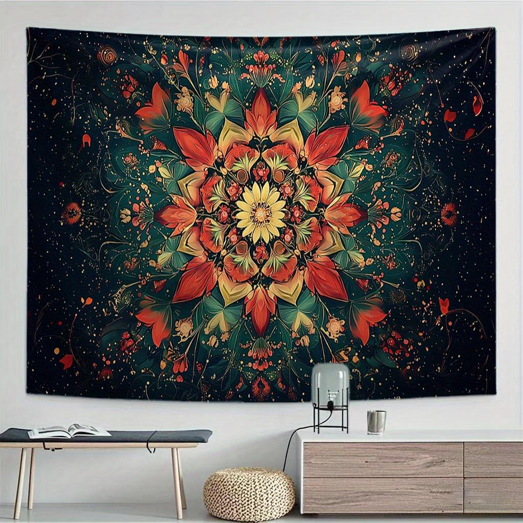 

Beautiful mandala flowers Digital printing polyester wall tapestry suitable for use in living rooms bedrooms offices bars party 74x94cm(29x37in)