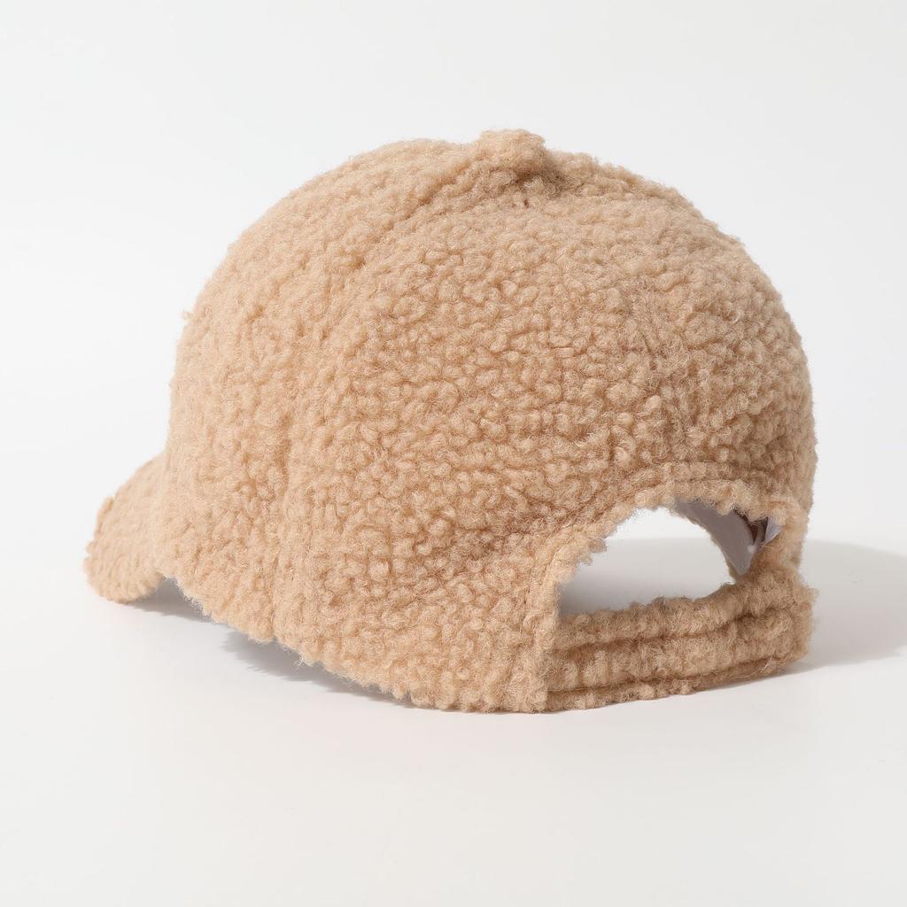 Lamb Wool Baseball Cap Autumn and Winter Warm and Cold Proof and Windproof Letter Embroidery Solid Color Fashion Versatile Plush Peaked Cap