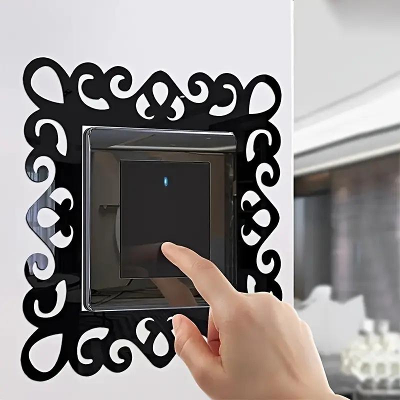 4pcs Self-Adhesive Panels Wall Sticker Acrylic Light Switch Cover Mirror Face Stickers On The Wall Home Decoration Photo Frame S