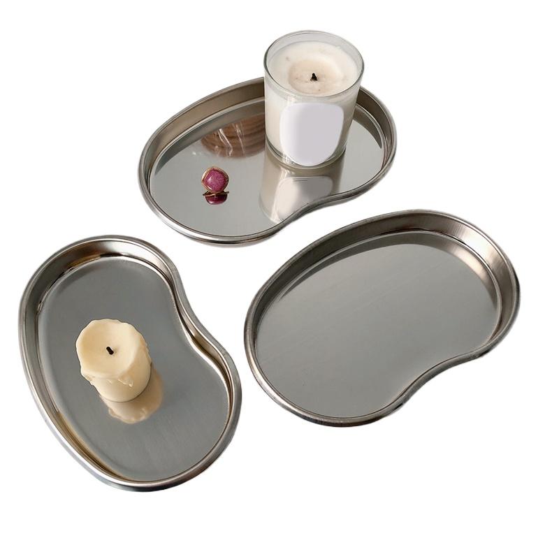 1PC Stainless Steel Tray Multi Functional Jewelry Storage Tray Cosmetic Tattoo Accesory Elbow Tray Irregular Design SML