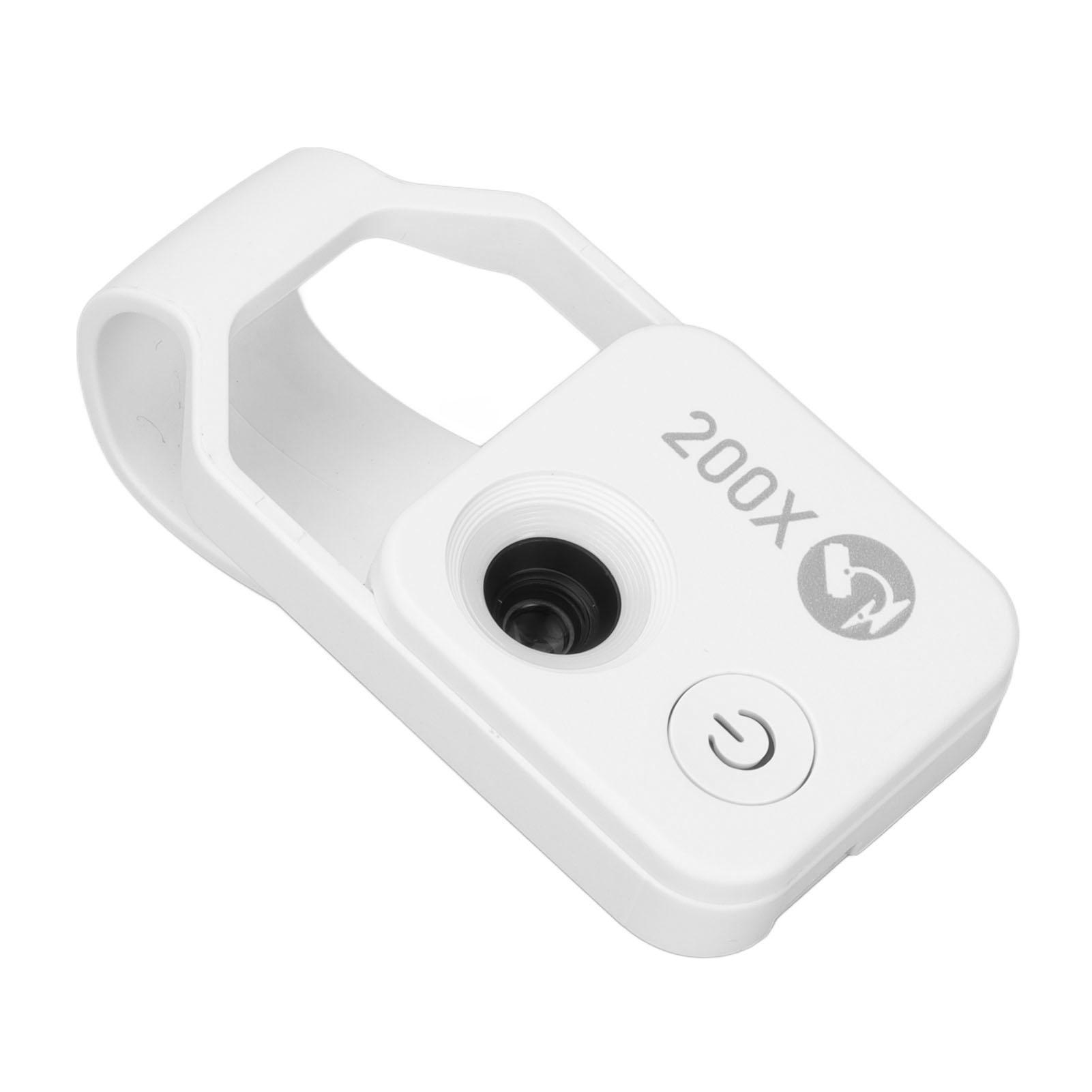 

200-кратный зум-микроскоп для телефона с CPL-линзой, светодиодной подсветкой, внешним объективом для мобильного телефона, портативный белый