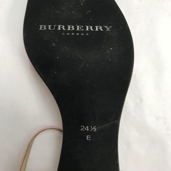 BURBERRY LONDON Leather Heel Sandals [24.5E/Pink] Open Toe Pumps(USED)